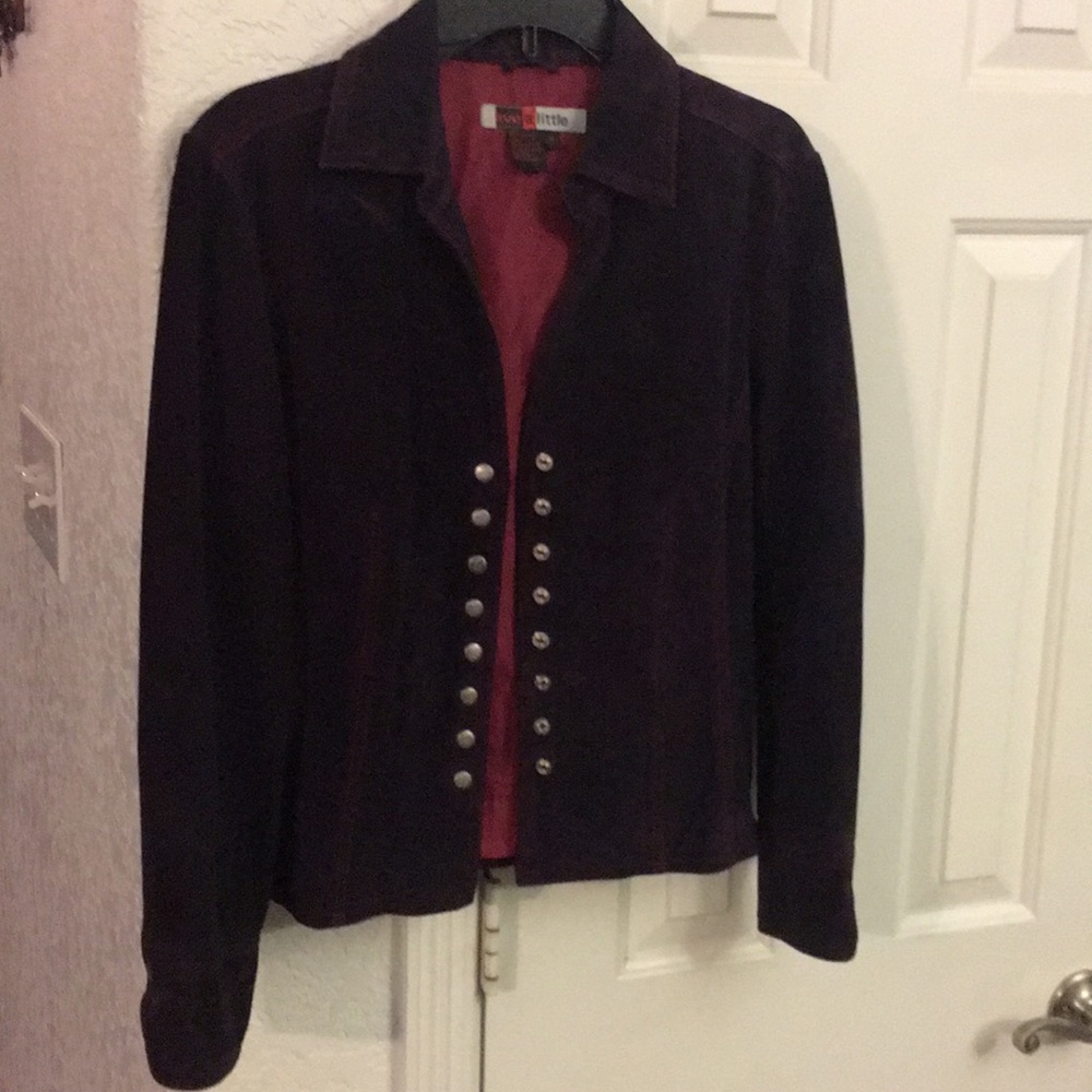 live a little snap button Suede Leather Jacket